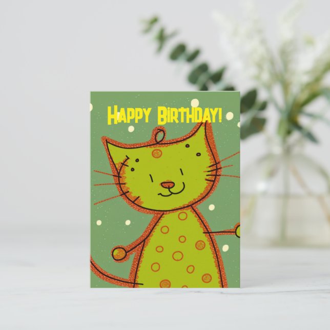 Carte d'anniversaire drôle pour chat pour les amou (Debout devant)