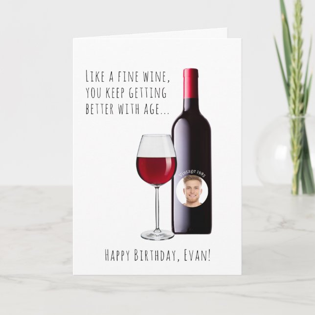 Carte d'anniversaire drôle vin Vintage (Devant)