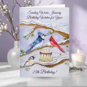 Carte d'anniversaire du 25 janvier pour les oiseau