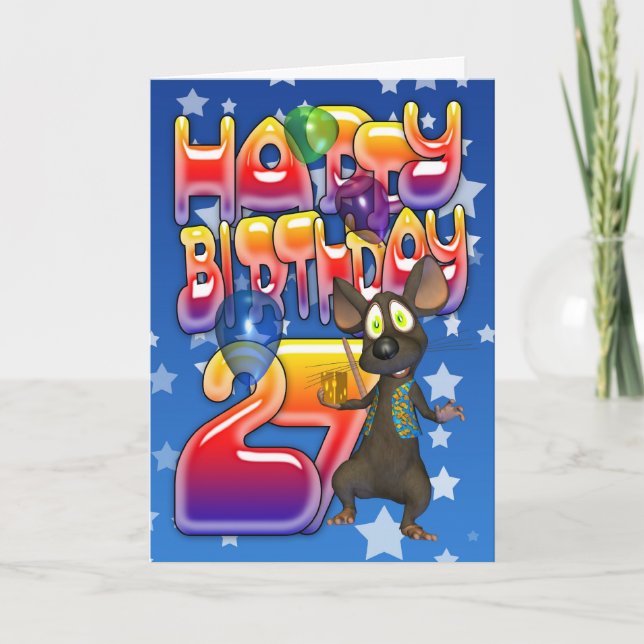 Carte d'anniversaire du 27e anniversaire, Joyeux a (Devant)