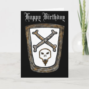 Carte d'anniversaire du bouclier métallique
