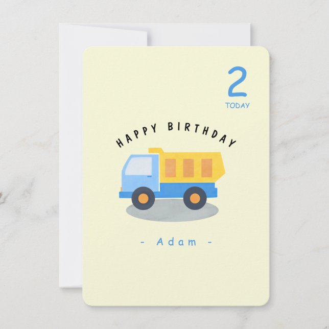 Carte d'anniversaire du camion du garçon (Devant)