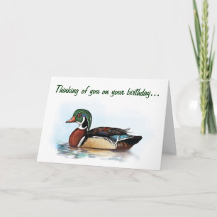 Carte d'anniversaire du canard à bois