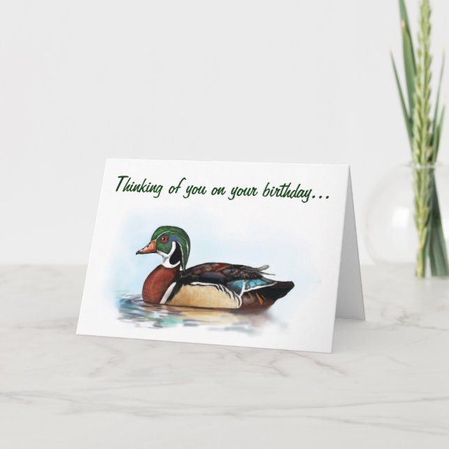 Carte d'anniversaire du canard à bois (Devant)