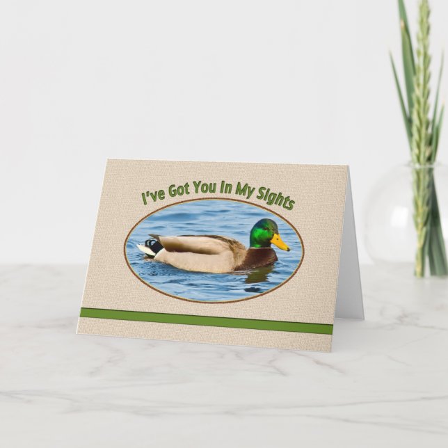 Carte d'anniversaire du chasseur avec canard à all (Devant)