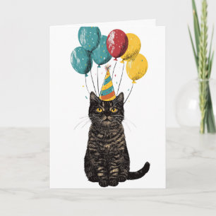 Carte d'anniversaire du chat de fête - Chat noir m