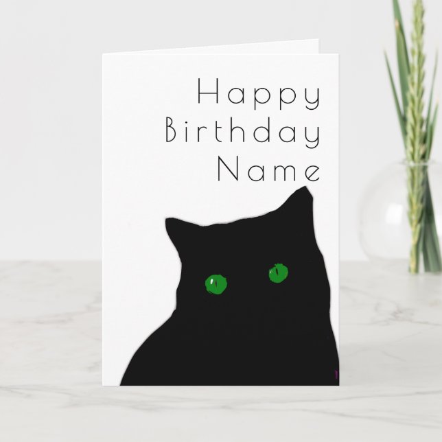 Carte d'anniversaire du chat noir Art déco (Devant)