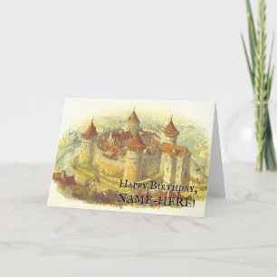 Carte d'anniversaire du château médiéval d'aspect