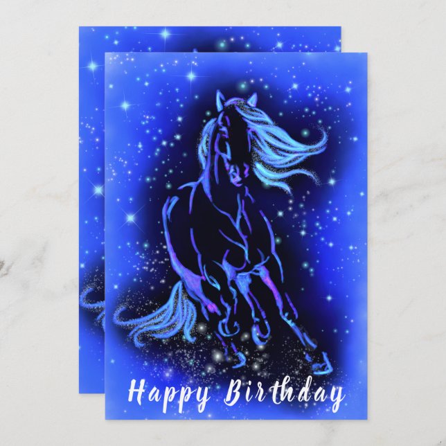 Carte d'anniversaire du cheval de course (Devant / Derrière)