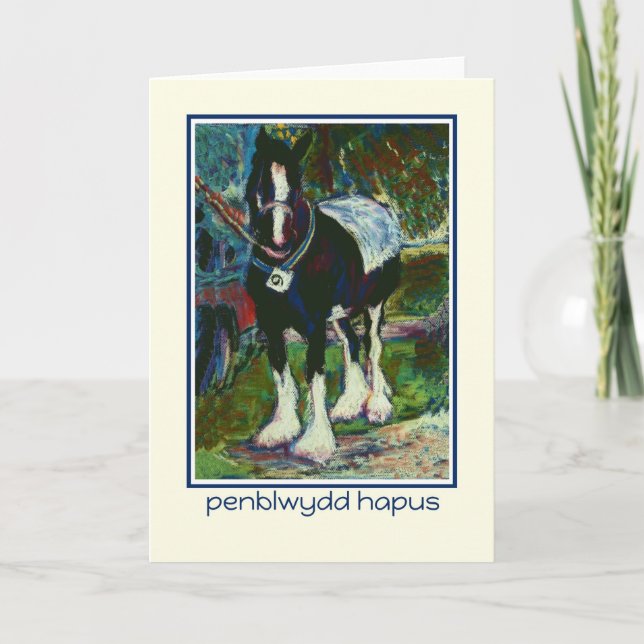 Carte d'anniversaire du Cheval Shire : Salutation  (Devant)