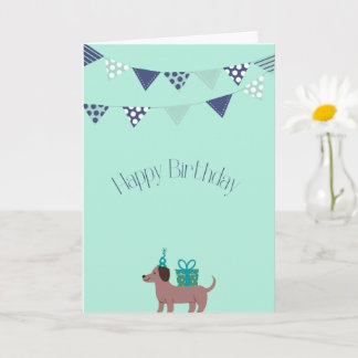 Carte d'anniversaire du chien de saucisse mignonne