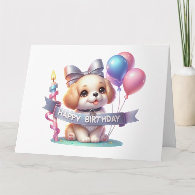 Carte d'anniversaire du chien mignon (Devant)