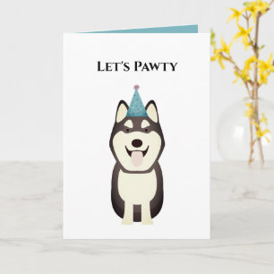 Carte d'anniversaire du chien, Pawty Husky