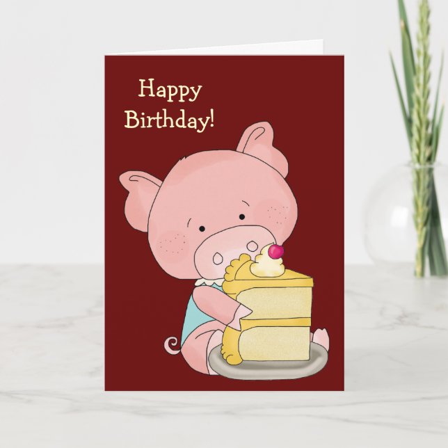 Carte d'anniversaire du cochon mignon (Devant)