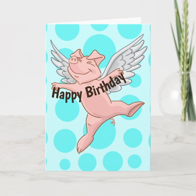 Carte d'anniversaire du cochon volant mignonne (Devant)