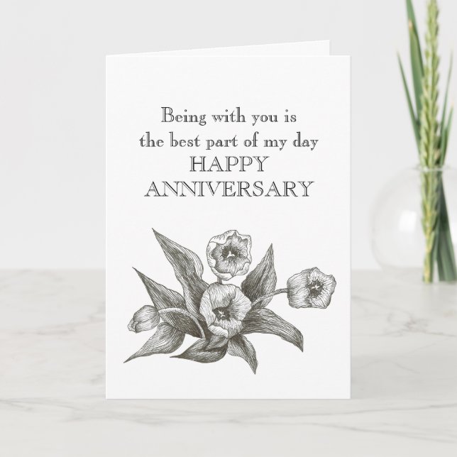 Carte d'anniversaire du conjoint avec tulipes (Devant)