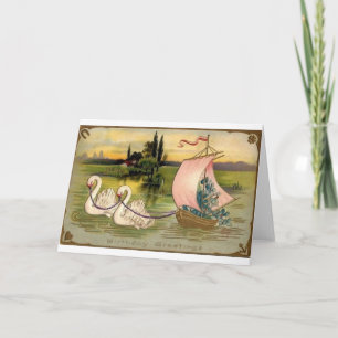 Carte d'anniversaire du cygne vintage