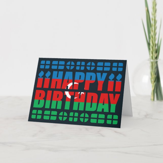 Carte d'anniversaire du drapeau d'Azerbaïdjan (Devant)