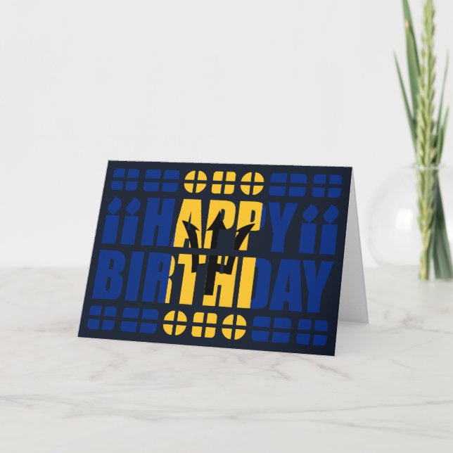 Carte d'anniversaire du drapeau de la Barbade (Devant)
