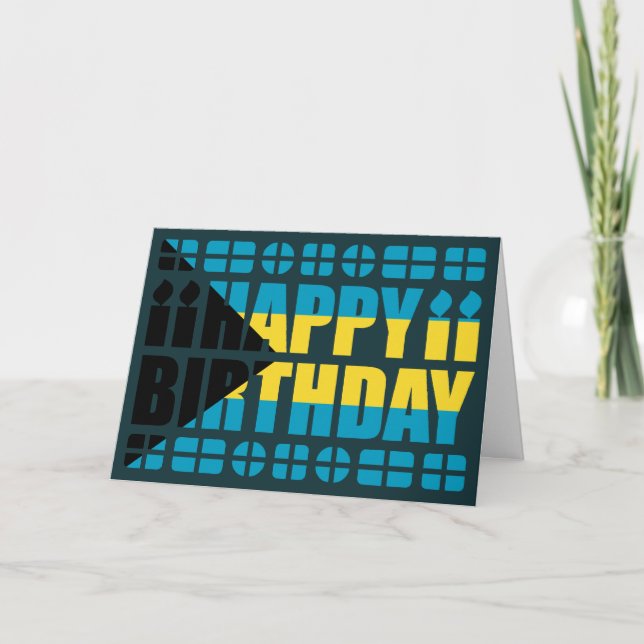 Carte d'anniversaire du drapeau des Bahamas (Devant)