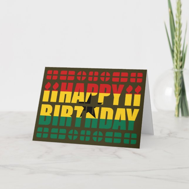 Carte d'anniversaire du drapeau du Ghana (Devant)