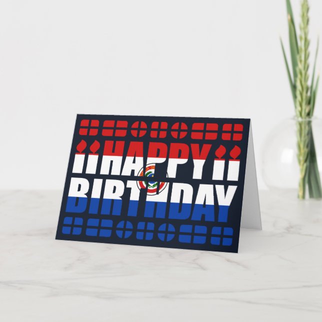 Carte d'anniversaire du drapeau du Paraguay (Devant)