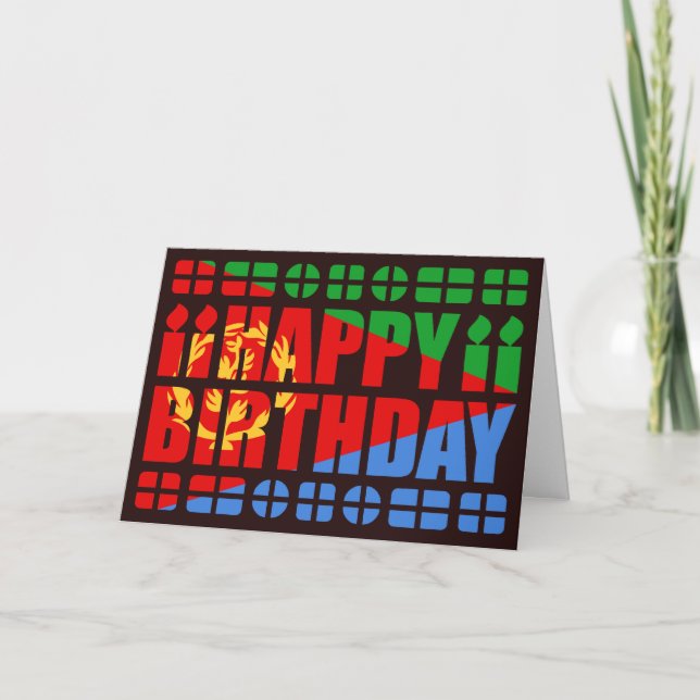 Carte d'anniversaire du drapeau érythréen (Devant)