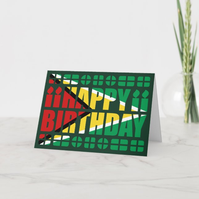 Carte d'anniversaire du drapeau guyanais (Devant)