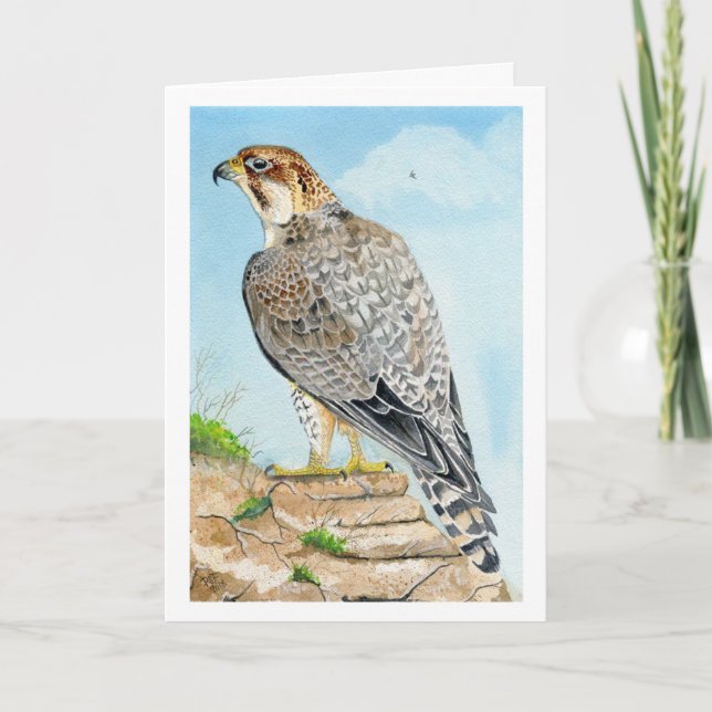 Carte d'anniversaire du faucon pèlerin Saker (Devant)