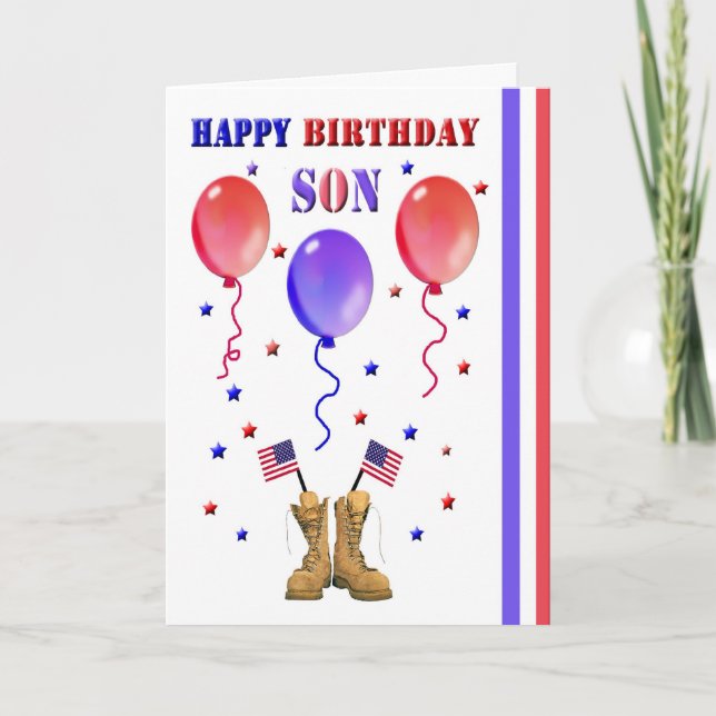 Carte d'anniversaire du fils militaire (Devant)