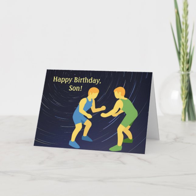 CARTE D'ANNIVERSAIRE DU FILS WRESTLING (Devant)