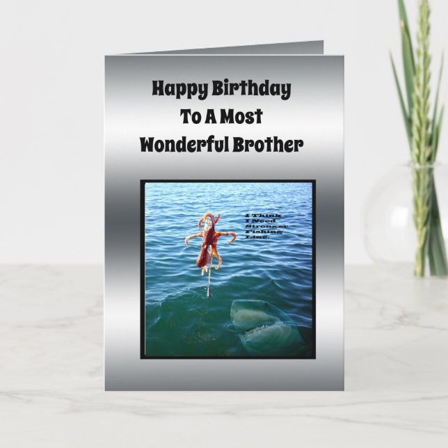 Carte d'anniversaire du frère du thème de la pêche (Devant)