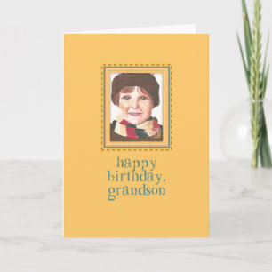 Carte d'anniversaire du garçon à tête rouge à gran