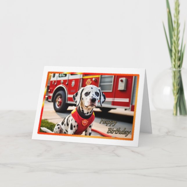 Carte d'anniversaire du garçon Feu de Dalmatie (Devant)