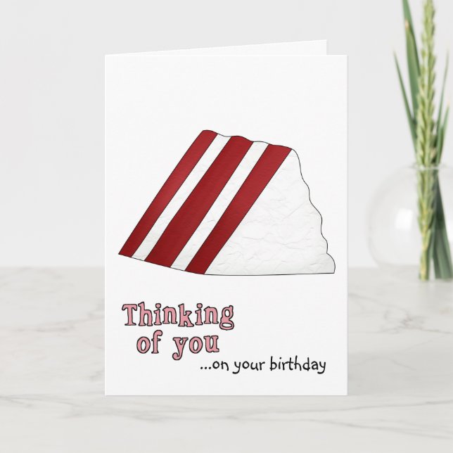 Carte d'anniversaire du gâteau de velours rouge (Devant)