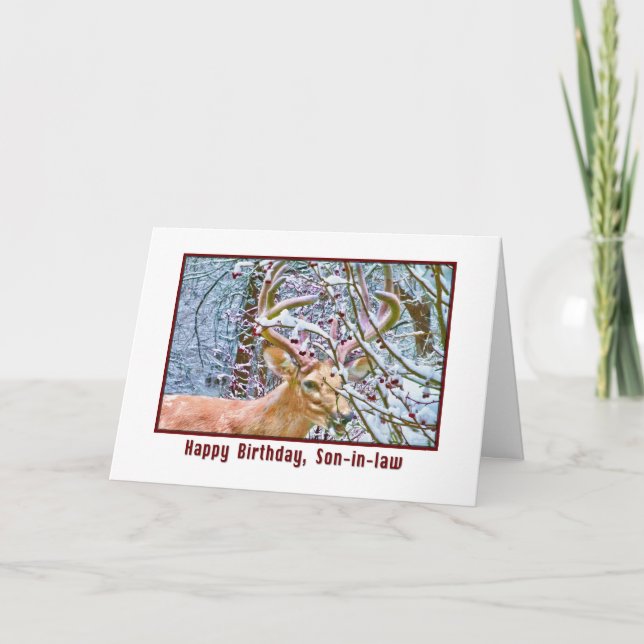 Carte d'anniversaire du gendre avec cerf (Devant)