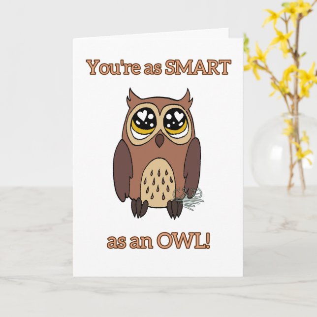 Carte d'anniversaire du hibou (Fleur jaune)