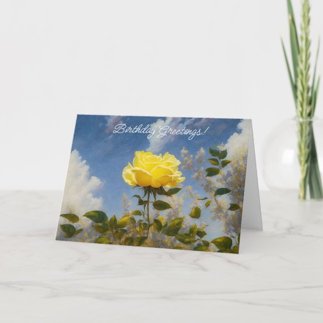 Carte d'anniversaire du Jardin bleu rose jaune (Devant)