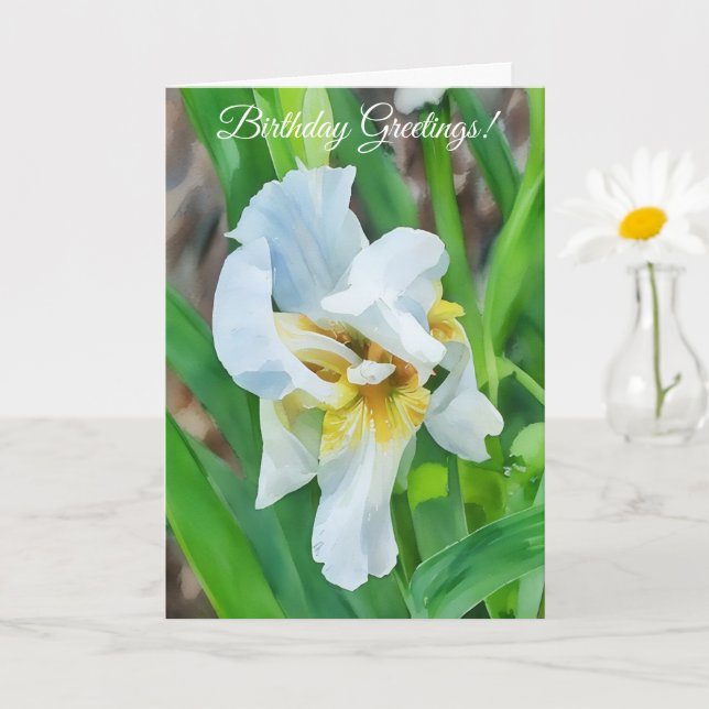 Carte d'anniversaire du Jardin d'art Flower Iris B (Petite plante)