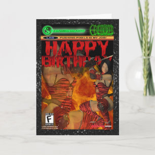 Carte d'anniversaire du jeu d'ordinateur, console,