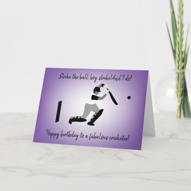 Carte d'anniversaire du joueur de cricket (Devant)