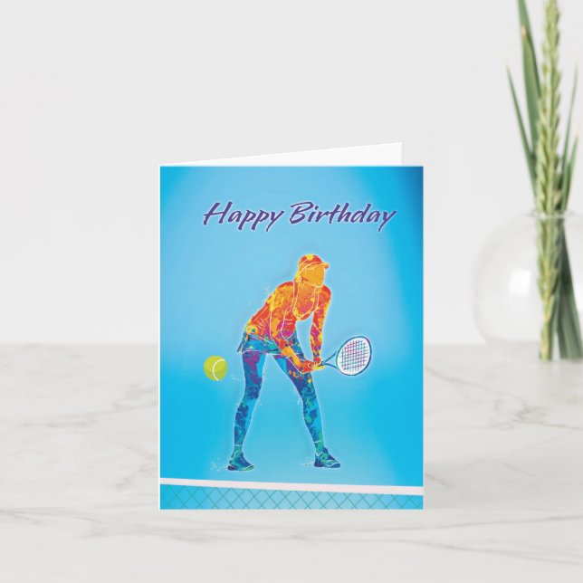 Carte d'anniversaire du joueur de tennis (Devant)
