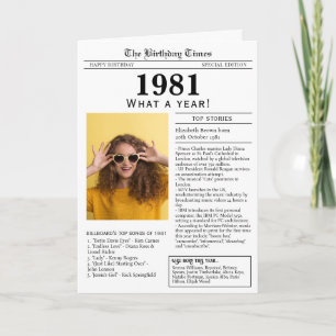 Carte d'anniversaire du journal 1981