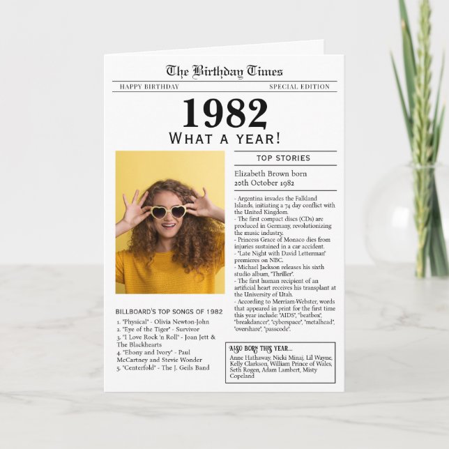Carte d'anniversaire du journal 1982 (Devant)