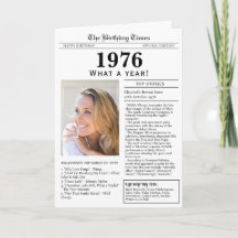 Carte d'anniversaire du journal de 1976