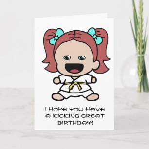 Carte d'anniversaire du karaté pour fille mignonne