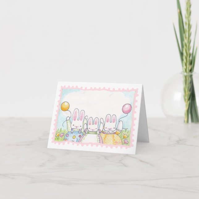 Carte d'anniversaire du lapin de ballon (Devant)