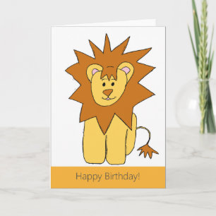 Carte d'anniversaire du lion mignon