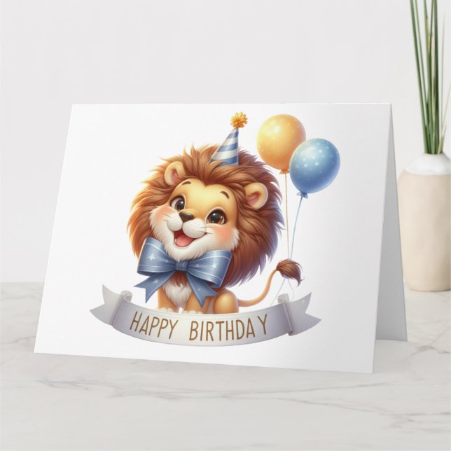 Carte d'anniversaire du lion mignon (Devant)