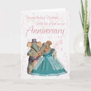 Carte d'anniversaire du mari avec éléphants